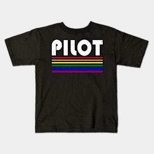 Pilot rainbow stripe design Kids T-Shirt